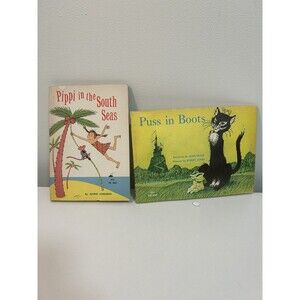 VTG Scholastic Books 1960’s Puss In Boots, Pippi In The South Seas